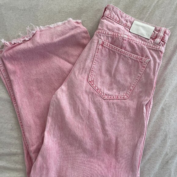 Mango Pink Stone/Acid washed Wide Leg Jean Size 10 - Picture 1 of 4
